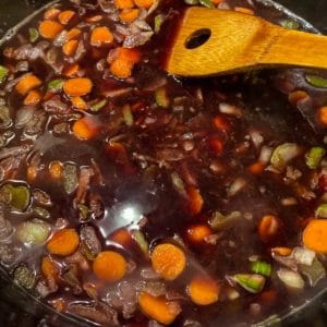 rich beef stock and wine