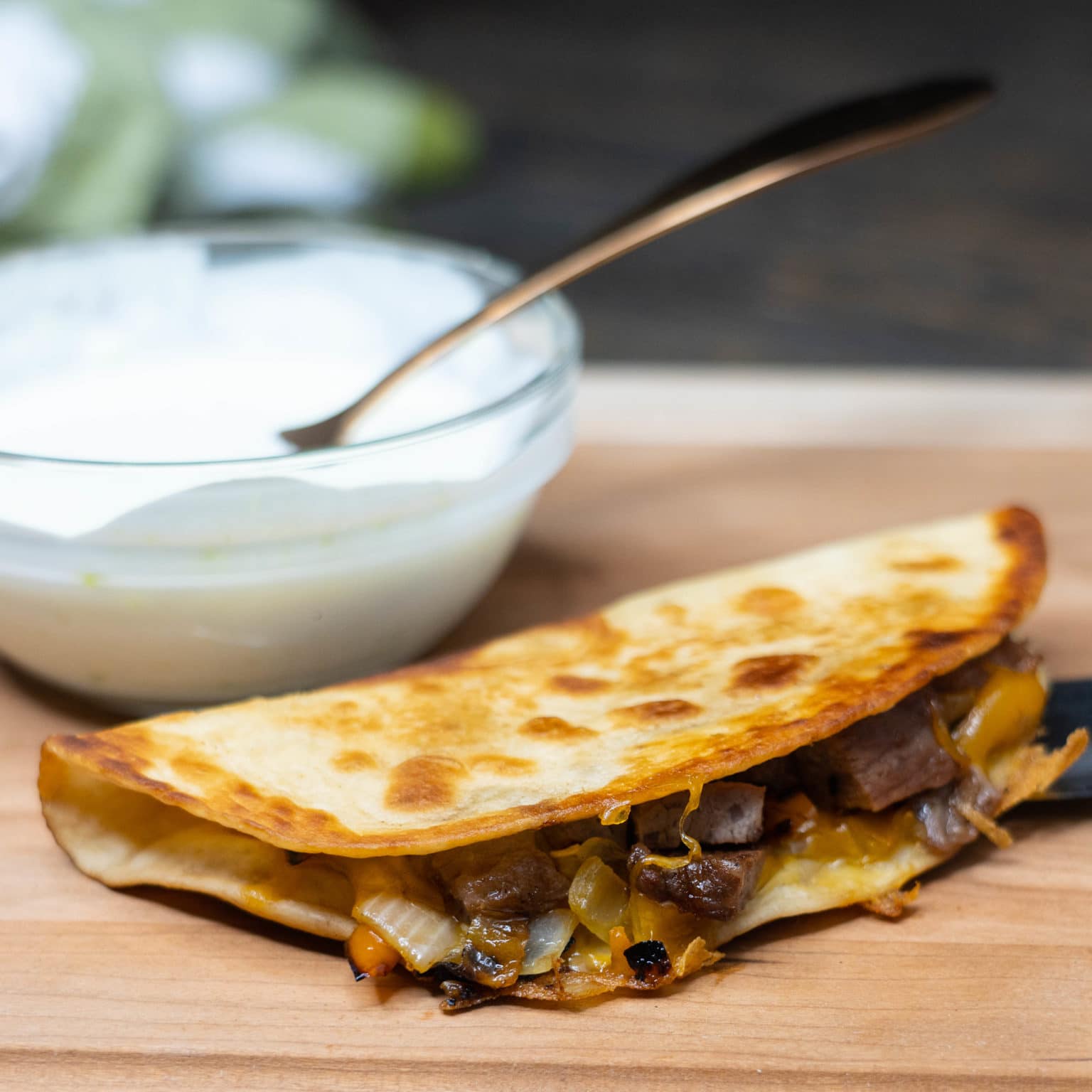 Wagyu Asian Beef Quesadillas with Wasabi Crema Melissa Cookston